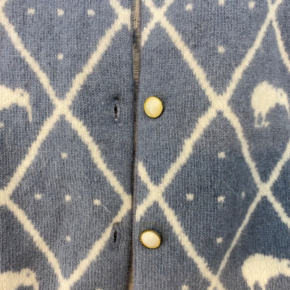 Vintage Small Colonial Concepts New Zealand Cardigan Kiwi Blue Lambsool Angora - Picture 2 of 9